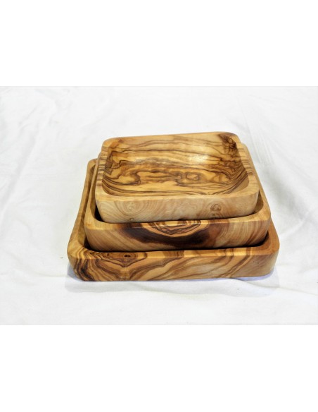 lot de 3 assiettes en bois d'olivier