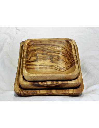 lot de 3 assiettes en bois d'olivier