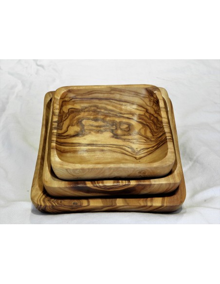 lot de 3 assiettes en bois d'olivier