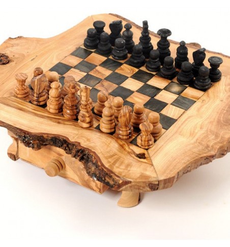 Rustique Jeu D'échecs 30 Cm bois olivier Rustique Jeu D'échecs 30 Cm bois olivier