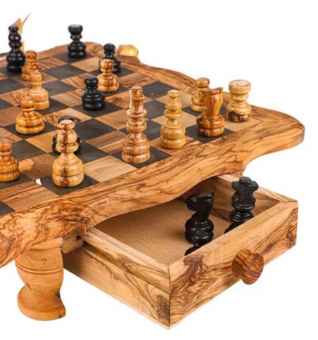 Rustique Jeu D'échecs 30 Cm bois olivier Rustique Jeu D'échecs 30 Cm bois olivier