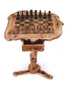 Table jeu d'échecs en bois olivier